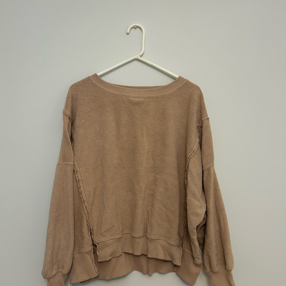American Eagle Outfitters Tan Fleece Pullover